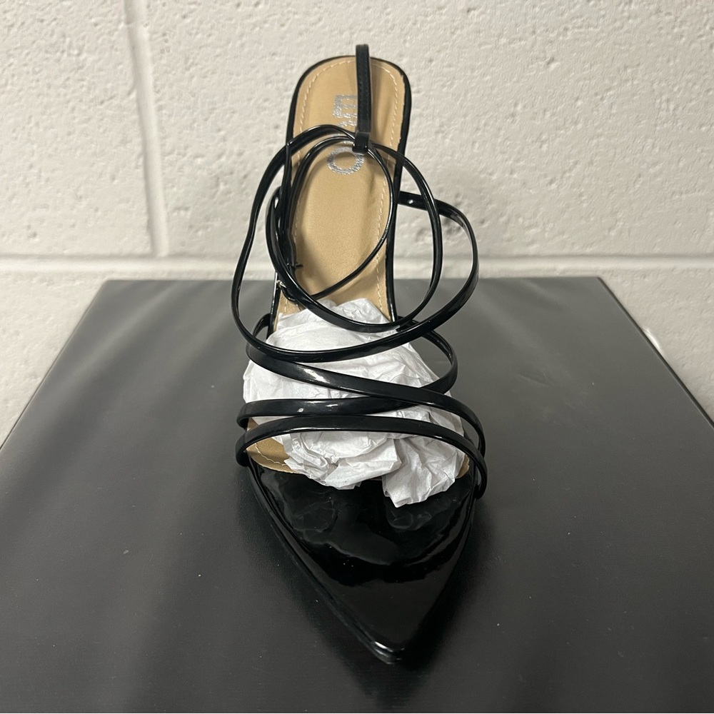 EGO “Kaia” Pointed Barely There Heel in Black Patent - Picture 8 of 10